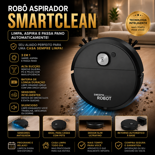 Robô Aspirador SmartClean™ – Limpeza Automática para Sua Casa