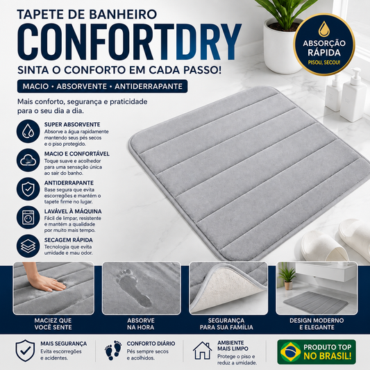 Tapete de Banheiro ComfortDry™ – Macio, Absorvente e Antiderrapante