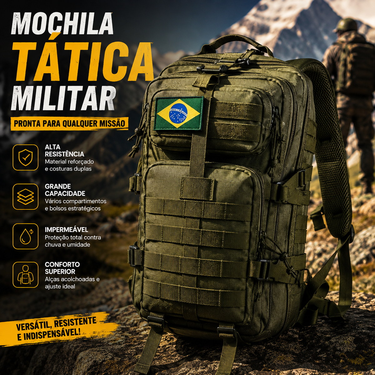 Mochila Tática Militar 50L – Grande Capacidade, Resistente e Multifuncional